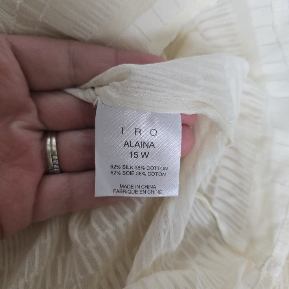 IRO Alaina Shirt Womens Size 40‎ Ivory White Silk Cotton Sheer Button Top Blouse - Picture 4 of 10